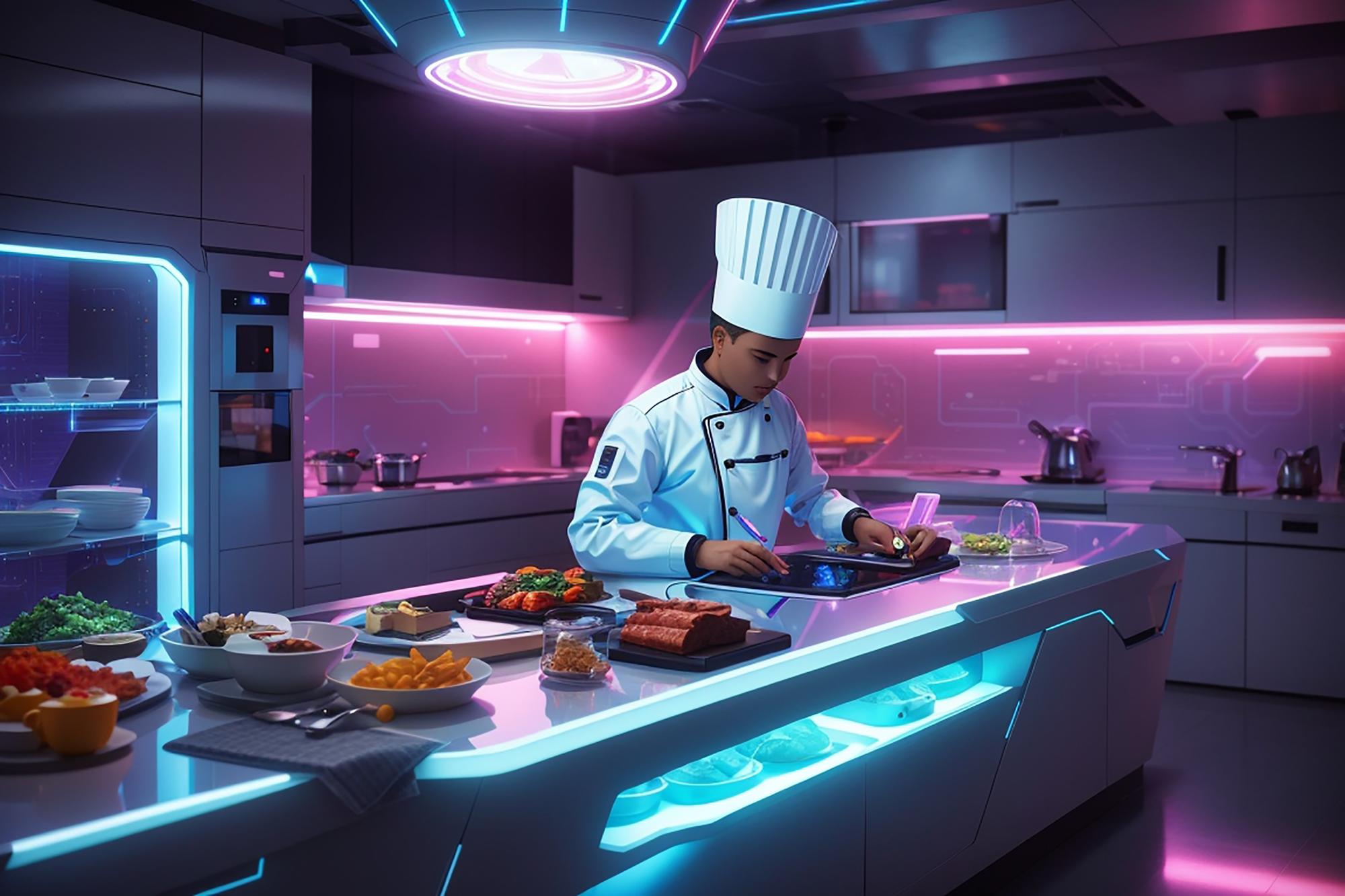 Chef working with modern culinary tech